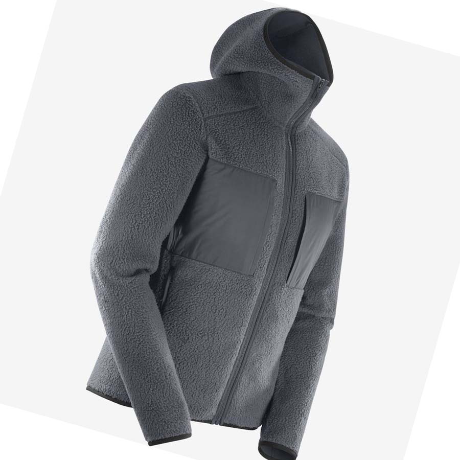 Salomon ESSENTIAL WARM TEDDY Erkek Kapüşonlu Sweatshirt Gri | TR 3214GSO